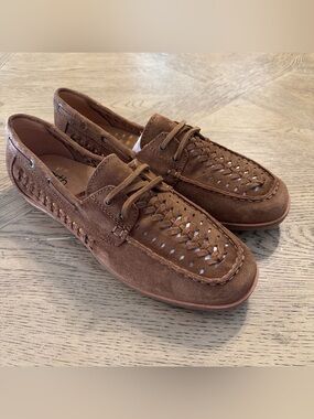 Women's Wishing Woven Slip-On Boat Shoe Cognac Suede 11